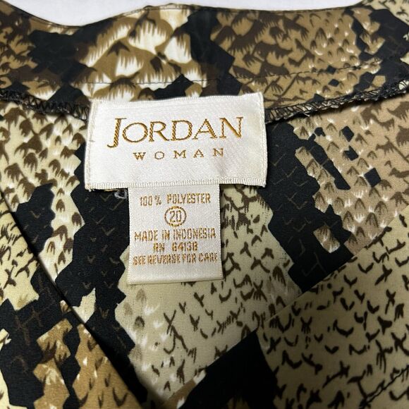 Jordan Woman Top Size 20 Leopard Print Flowy Button Up Blouse Shacket Boho - Picture 4 of 10